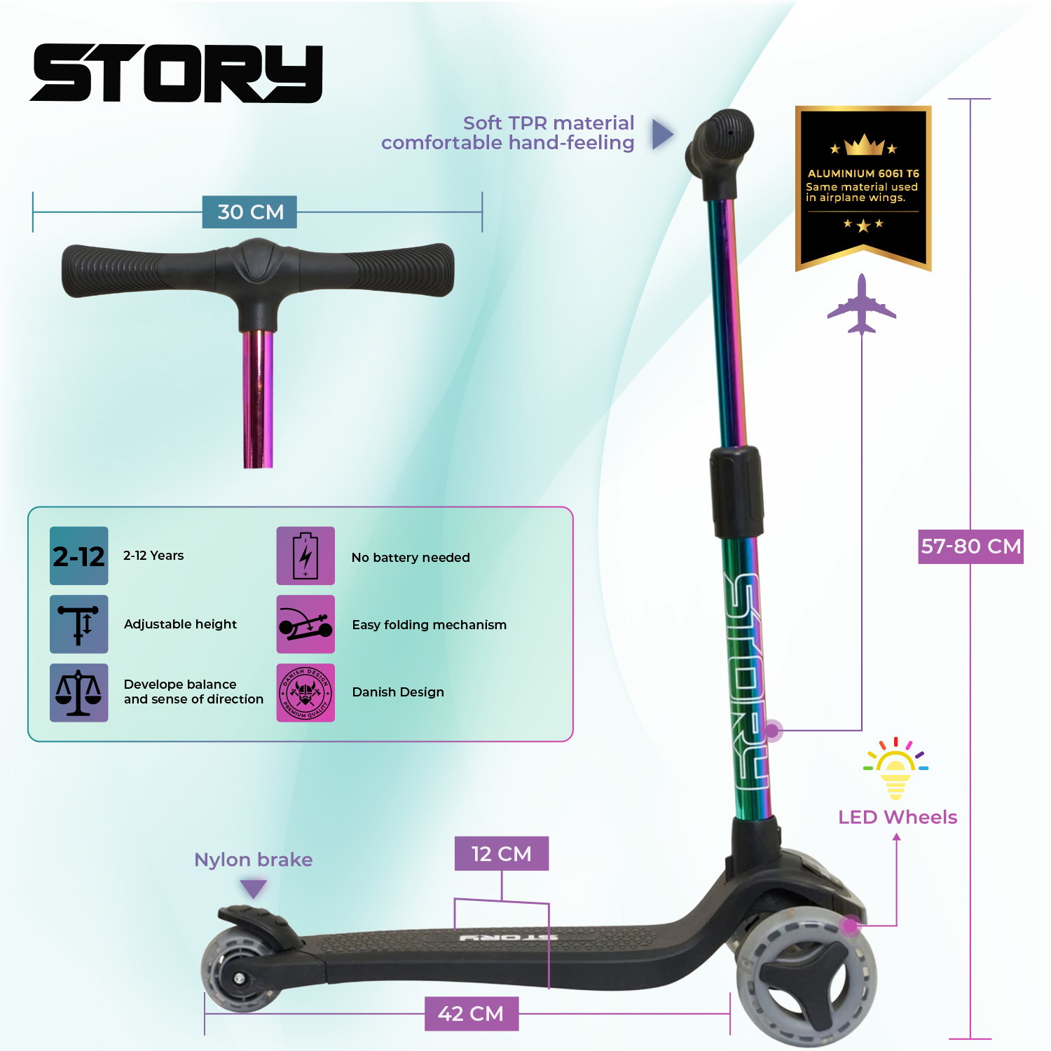 Story Mini Friends LED Deluxe 3-Rad Kinderroller