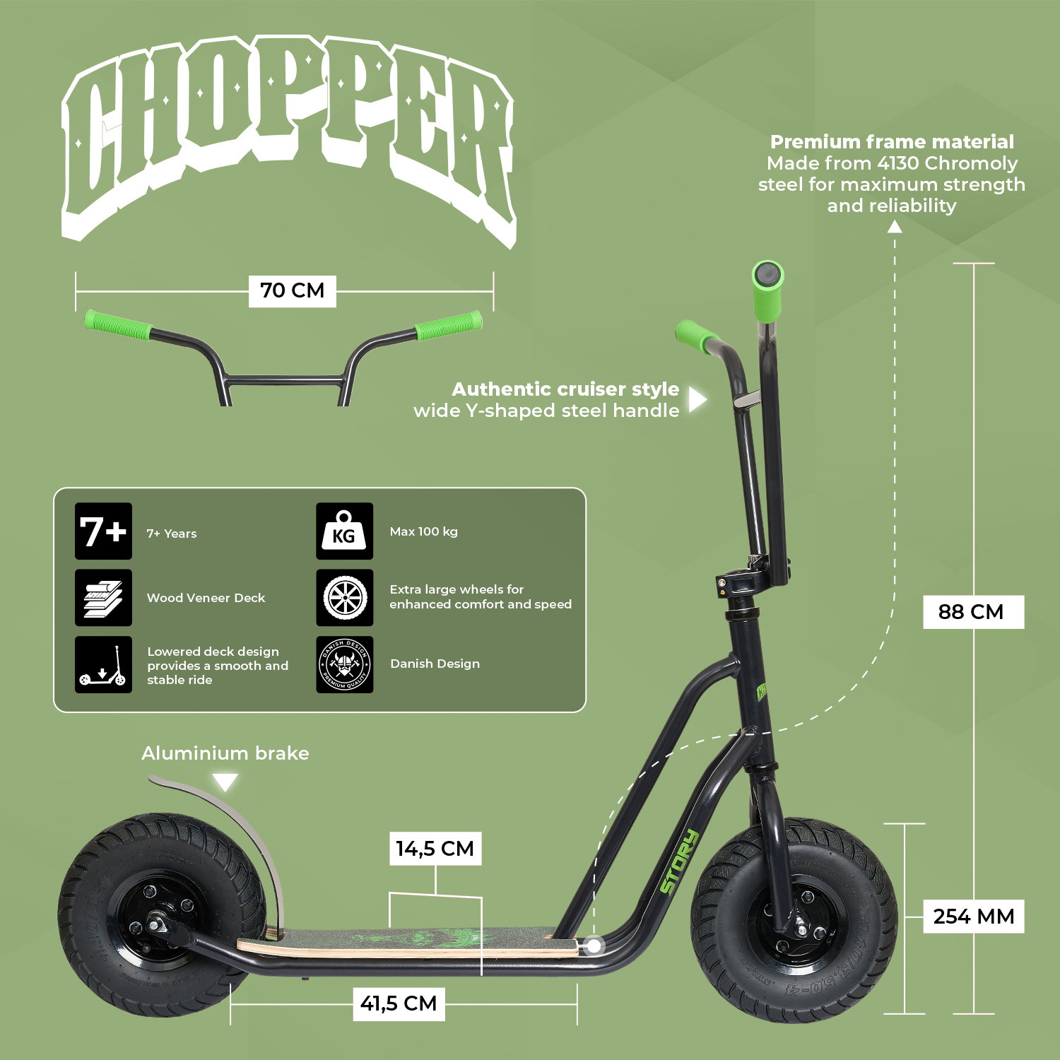 Story Urban Chopper Scooter mit Flat-Tire-Rädern