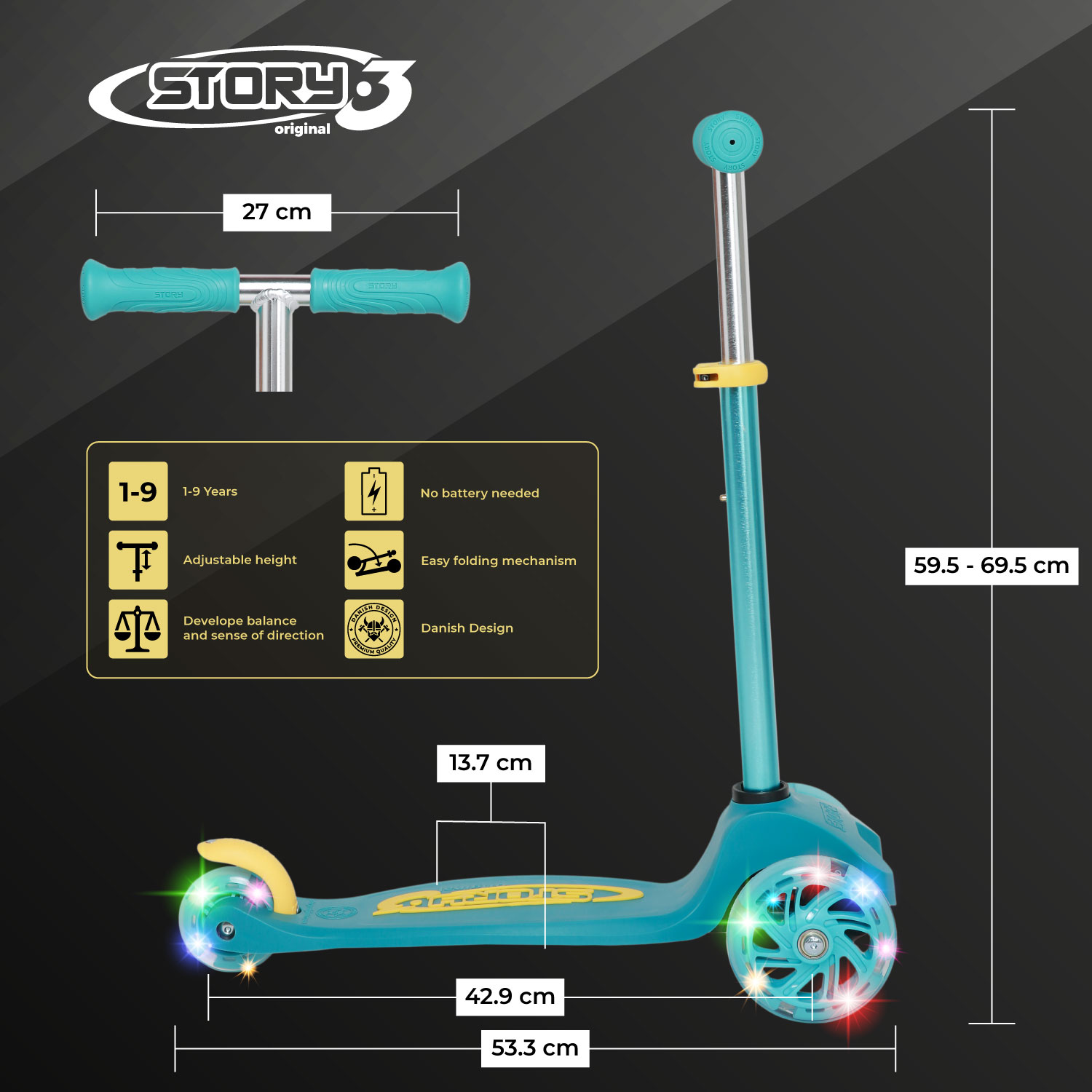 Story MoveLite 3-Rad LED-Kinderroller