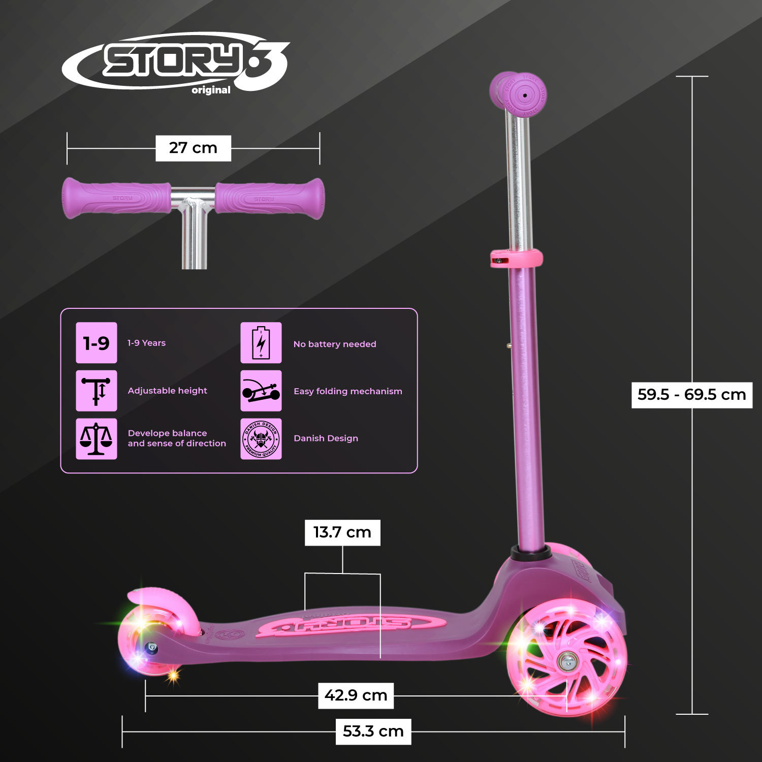 Story MoveLite 3-Rad LED-Kinderroller